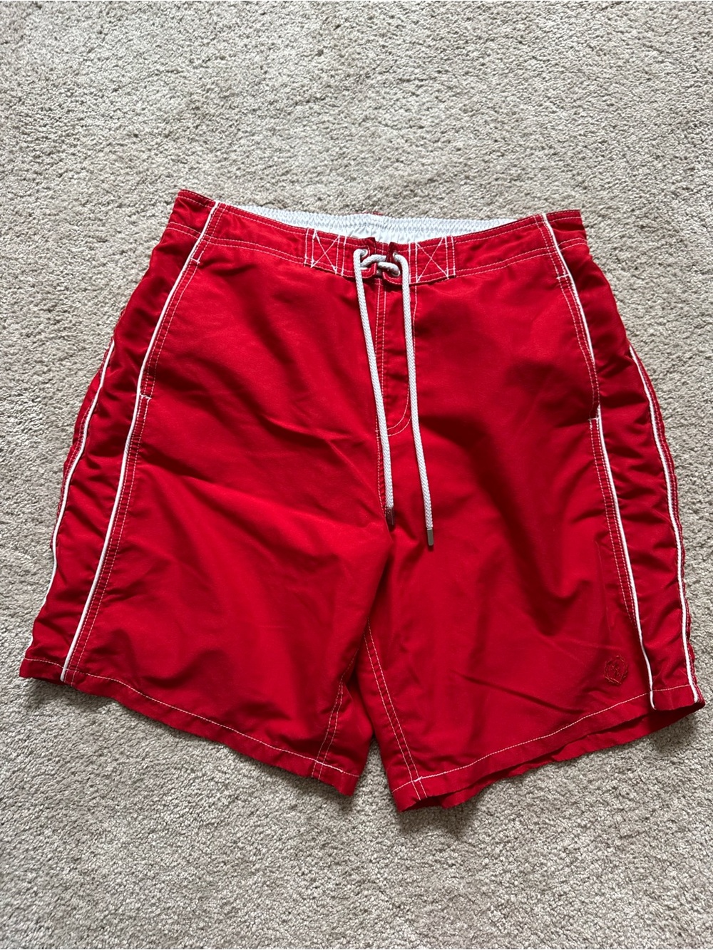 Bugatchi Red Swim Board Shorts with White Drawstring